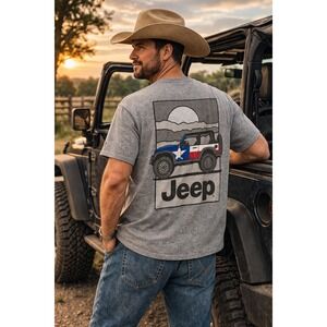 Jesco Jeep Texas Flag Graphic T-Shirt Mens XXL Heather Grey Short Sleeve Tee